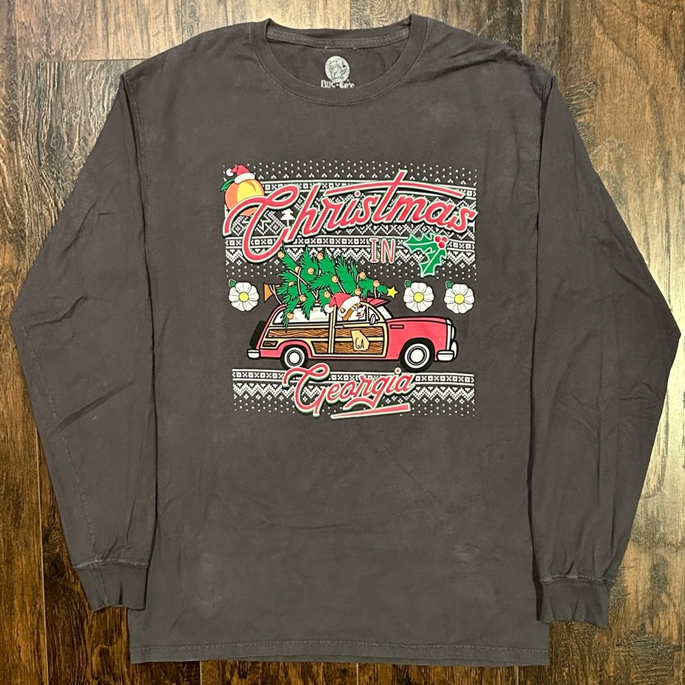 Buc-ees Beaver Christmas In Georgia Long Sleeve Shirt Grey